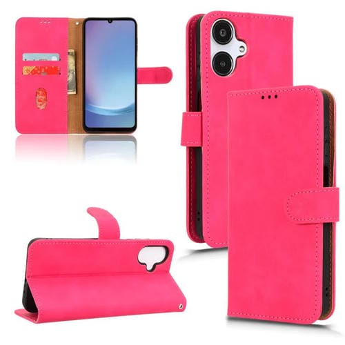 Funda de Cuero para Samsung Galaxy A25 5G Sc-53F con Tapa Magnética y Tacto Suave (Rosa y Rojo)