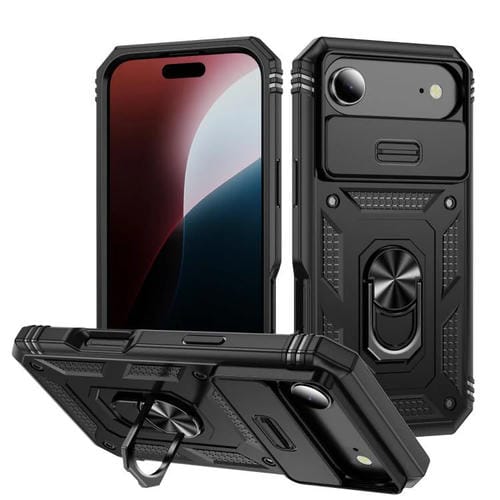Funda deslizante de TPU + PC con soporte para iPhone 17 Air (negro)