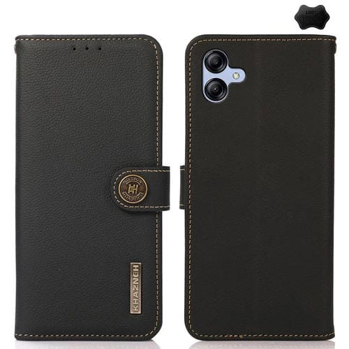 Funda de cuero genuino KHAZNEH Custer RFID para Samsung Galaxy A07 5G (negro)