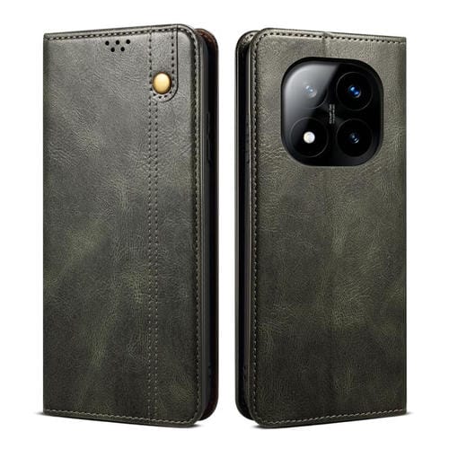 Funda de Cuero con Textura Crazy Horse y Cera de Aceite para Redmi Note 14 Pro+ 5G (Verde)