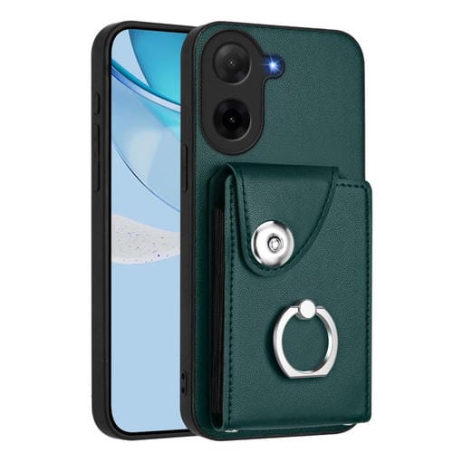 Funda para Redmi A5 4G (171,7 mm) / Poco C71 con tarjetero y anillo (verde)