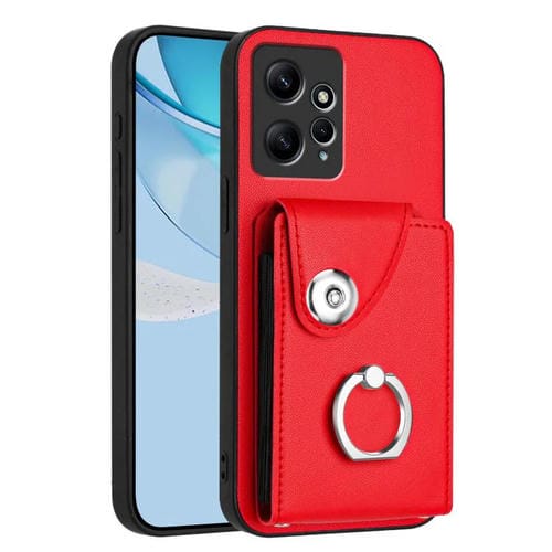 Funda para Redmi Note 12 4G con tarjetero y anillo (rojo)