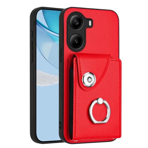 Funda para Xiaomi Poco X7 Pro con tarjetero y anillo (roja)