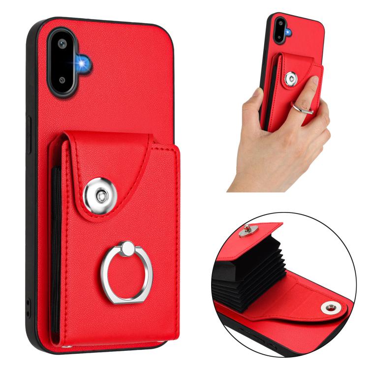 Funda para Samsung Galaxy F06 5G / M06 5G con tarjetero y anillo (roja)