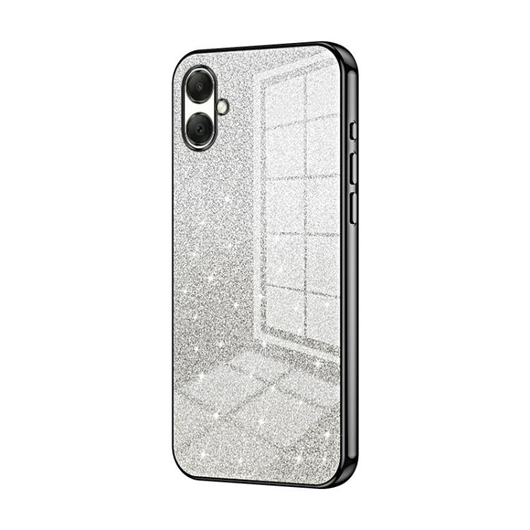 Funda para Samsung Galaxy A07 con purpurina degradada en polvo galvanizado (negra)