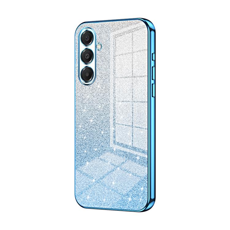 Funda para Samsung Galaxy A17 con purpurina degradada en polvo galvanizado (azul)