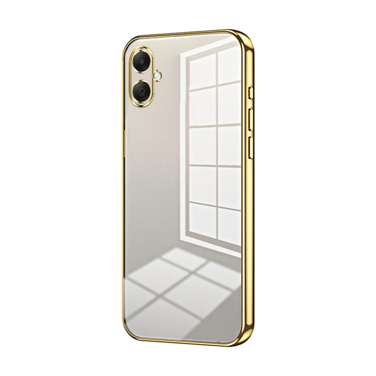 Funda transparente con orificios finos para Samsung Galaxy A07 (dorada)