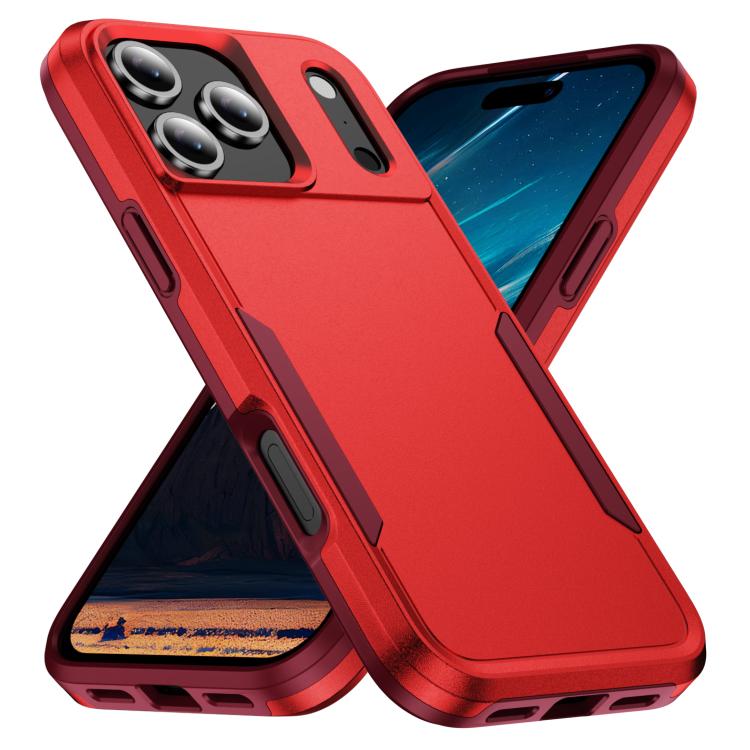 Funda Pioneer Armor de PC y TPU resistente para iPhone 17 Pro Max (rojo y rosa)