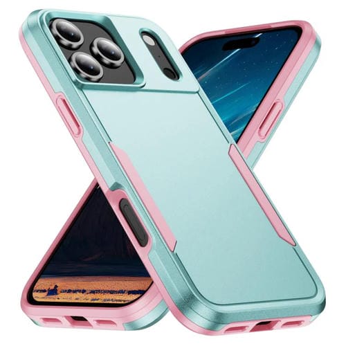Funda Pioneer Armor de PC y TPU resistente para iPhone 17 Pro Max (verde y rosa)