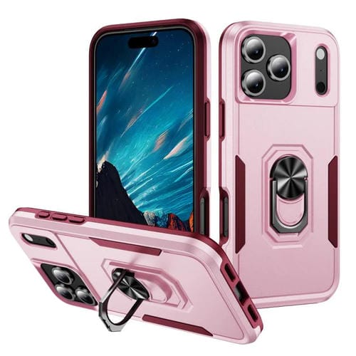 Funda Pioneer Armor de PC y TPU resistente con soporte para iPhone 17 Pro Max (rosa y rojo rosa)