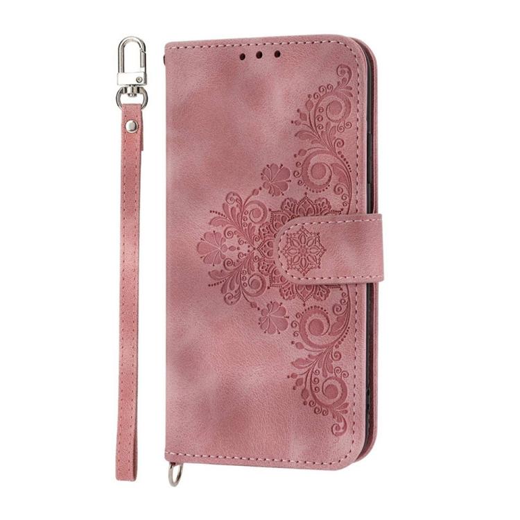 Funda de cuero con relieve floral para Redmi Turbo 4 Pro / Xiaomi Poco F7 (rosa)