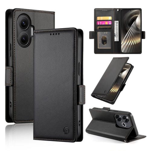 Funda de cuero esmerilado con hebilla lateral magnética para Redmi Turbo 4 Pro / Xiaomi Poco F7 (negro)