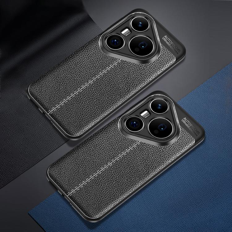 Funda de TPU a prueba de golpes con textura de lichi para Huawei Pura 80 Ultra 5G (negra)