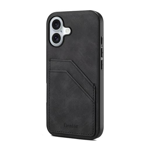 Funda trasera de PU con ranura para dos tarjetas para iPhone 17 Denior D09 (negra)