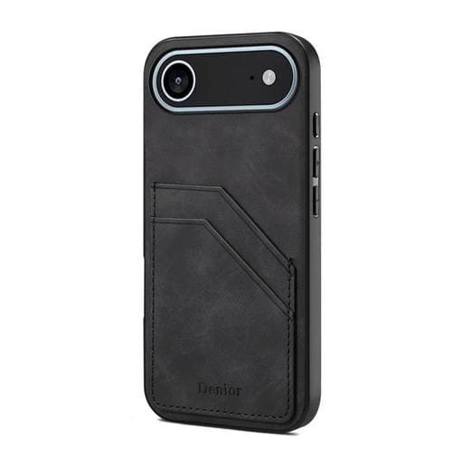 Funda trasera de PU con ranura para dos tarjetas para iPhone 17 Air Denior D09 (negra)
