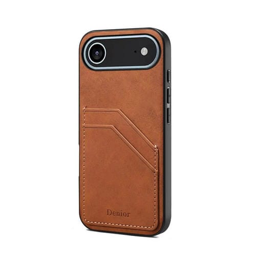 Funda trasera de PU con ranura para dos tarjetas para iPhone 17 Air Denior D09 (marrón)