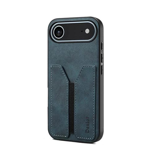 Funda trasera de PU con ranura para tarjeta elástica para iPhone 17 Air Denior D07 DV (azul)