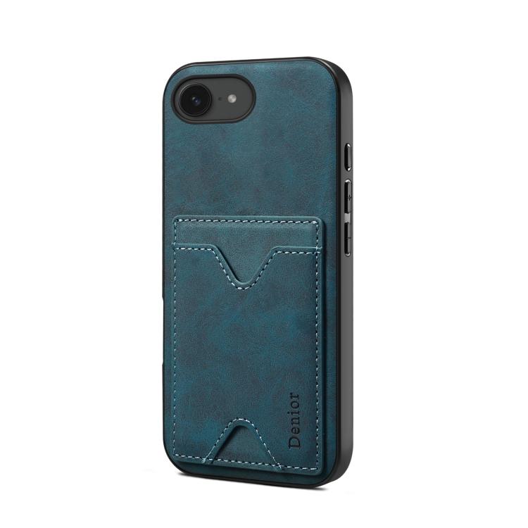 Funda Trasera Denior D06 para iPhone 16E con Ranura para Tarjeta y Soporte (Azul)