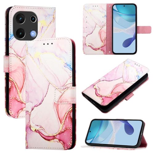Funda de Cuero con Tapa para Umidigi Note 100 Pt003 con Diseño Mármol (Oro Rosa)