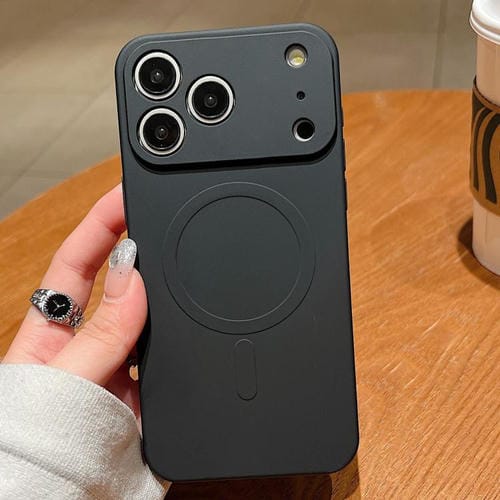 Funda magnética MagSafe de silicona líquida de color sólido para iPhone 17 Pro Max (negra)