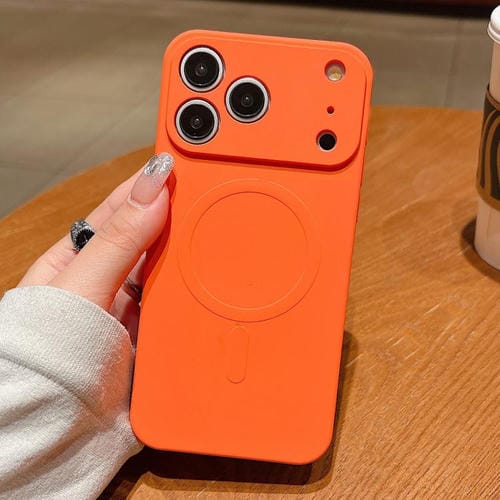 For iPhone 17 Pro Max Solid Color Liquid Silicone MagSafe Magnetic Phone Case(Orange)
