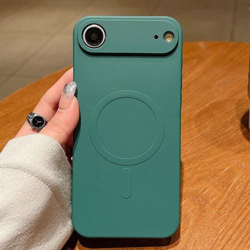 For iPhone 17 Air Solid Color Liquid Silicone MagSafe Magnetic Phone Case(Dark Green)