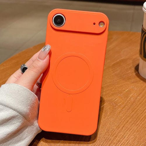 For iPhone 17 Air Solid Color Liquid Silicone MagSafe Magnetic Phone Case(Orange)