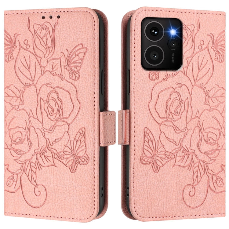 Funda de Cuero Antirrobo RFID para Teléfono HMD Skyline con Relieve (Rosa)