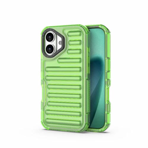 Funda híbrida de TPU y PC con airbag de alta transparencia para iPhone 17 (verde transparente)