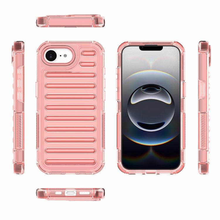 Funda híbrida de TPU y PC con airbag de alta transparencia para iPhone 16e (rojo melocotón)