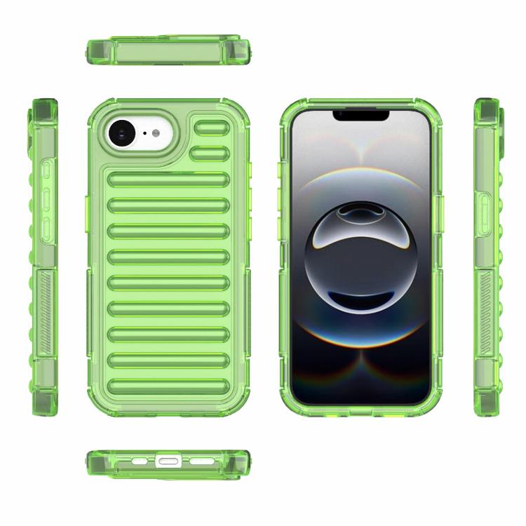 Funda híbrida de TPU y PC con airbag de alta transparencia para iPhone 16e (verde transparente)