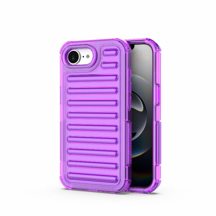 Funda híbrida de TPU y PC con airbag de alta transparencia para iPhone 16e (morado transparente)