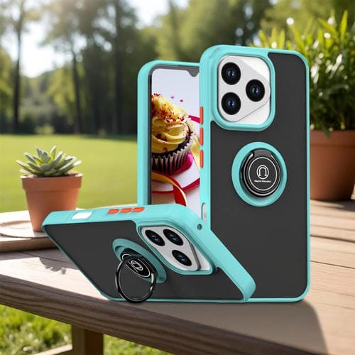 Funda de TPU + PC con anillo para Honor 400 Lite Global Q Shadow 1 Series (azul cielo)