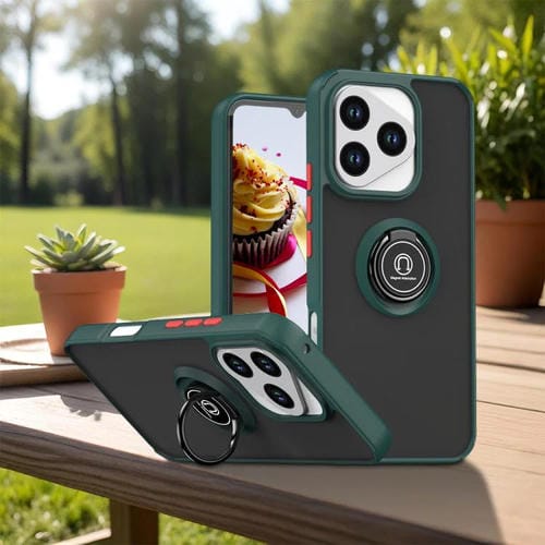 Funda de TPU + PC con aro para Honor 400 Lite Global Q Shadow 1 Series (verde oscuro)