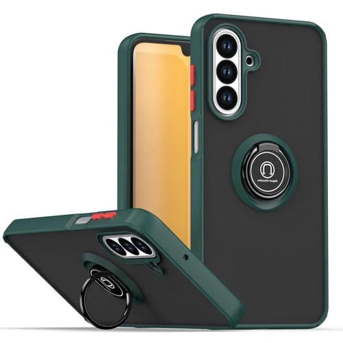 Funda de TPU + PC con anillo para Samsung Galaxy A26 5G Q Shadow 1 Series (verde oscuro)
