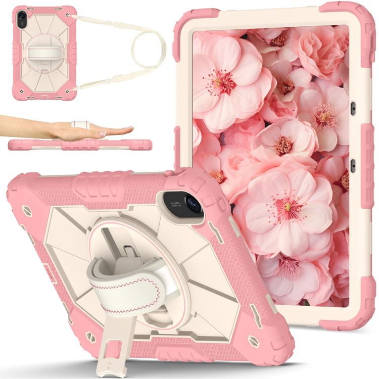 Funda híbrida de silicona con diseño de robot para Xiaomi Redmi Pad 2 11 2025 (color oro rosa y beige)