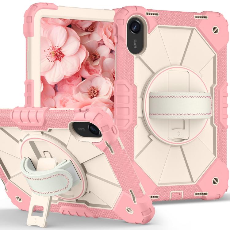 Funda híbrida de silicona con diseño de robot para Xiaomi Redmi Pad 2 11 2025 (color oro rosa y beige)