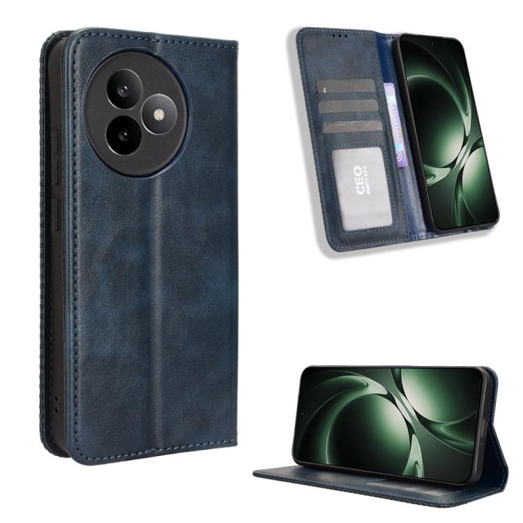 Funda de cuero con textura retro y hebilla magnética para Redmi K80 Ultra (azul)
