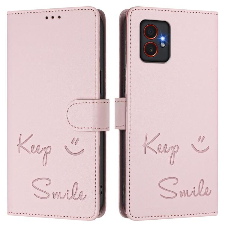 Funda de cuero con relieve RFID para Samsung Galaxy XCover7 Pro (rosa)