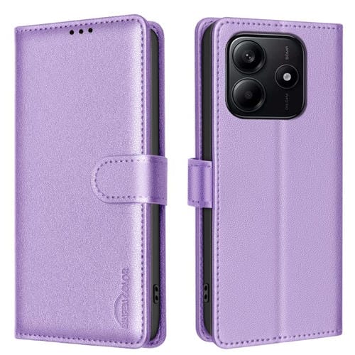 Funda de Cuero Antirrobo Rfid con Textura Litchi para Redmi Note 14 4G (Morado)