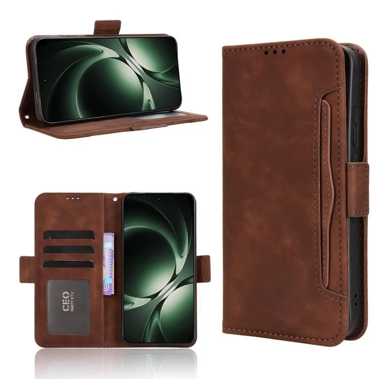 Funda de piel con textura de becerro y ranuras para tarjetas para Redmi K80 Ultra (marrón)
