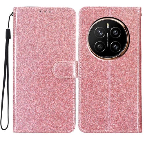 Funda de Cuero con Tapa y Purpurina para Honor Magic7 Pro (Oro Rosa)
