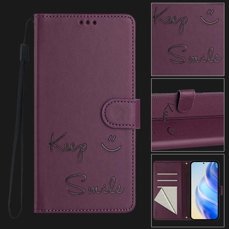 Funda de Cuero Rfid con Relieve Sonriente para Sony Xperia 10 Iv (Violeta)