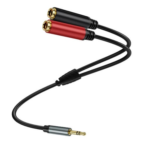 Cable Adaptador Audio Divisor en Y 3,5 mm Macho a 2 x 6,35 mm Hembra Chapado en Oro (Negro) 1 m