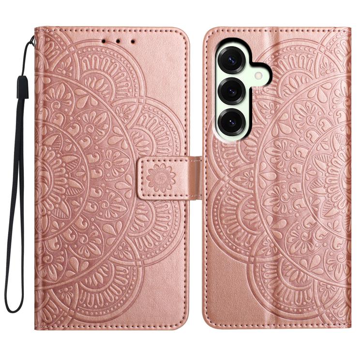 Funda de piel con relieve floral para Samsung Galaxy A17 5G (oro rosa)