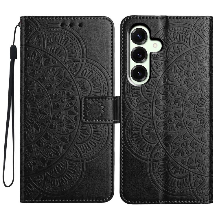 Funda de piel con relieve floral para Samsung Galaxy A17 5G (negra)