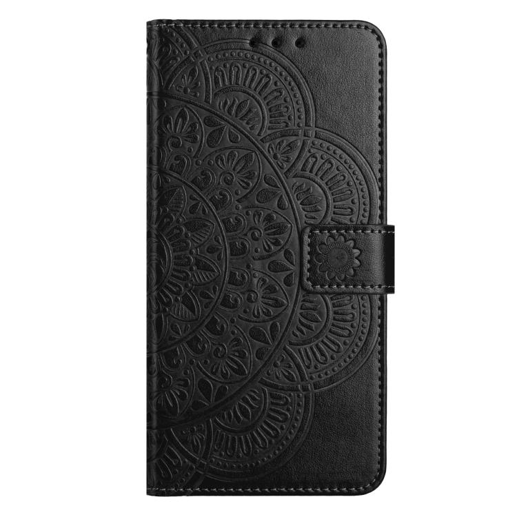 Funda de piel con relieve floral para Samsung Galaxy A07 5G (negra)