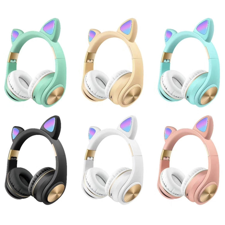 Auriculares inalámbricos Bluetooth orejas de gato para juegos con luz (Rosa)