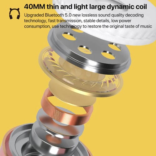 Auriculares inalámbricos Bluetooth orejas de gato para juegos con luz (Verde)