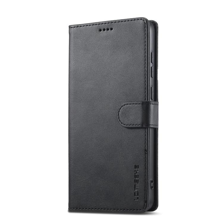 Funda LC.IMEEKE de piel con textura de becerro para Samsung Galaxy A07 4G (negra)